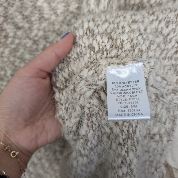 Umgee Beige Acrylic Blend Bohemian Long Fray Hem Cardigan Sweater - Picture 7 of 7